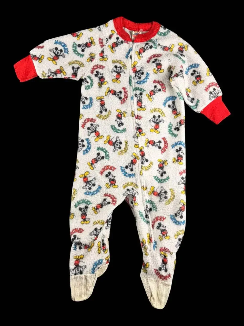 Vintage Disney Mickey For Kids Stuff Fleece Footed Pajamas Size 2T